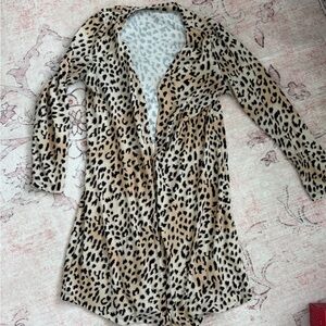Leopard Print Long Sleeve Coat